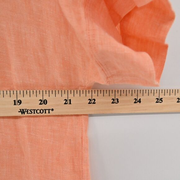 J CREW Top Womens Size 0 Orange Baird Mcnutt Irish Linen Boxy Pocket Blouse - Picture 12 of 13